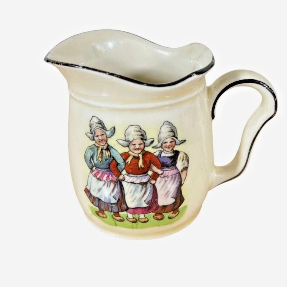 Floretta Ware Austria Porcelain VTG Milk Pitcher With Dutch Design 3.5 inches